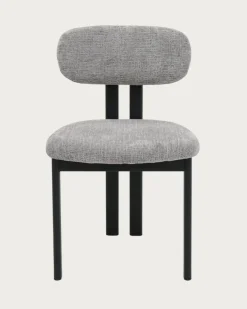 Uniqka Lot de 4 chaises Zuno en tissu grise et pieds métal