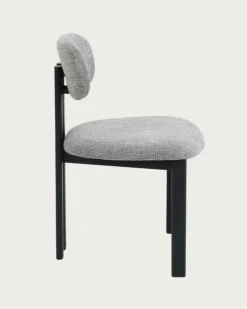 Uniqka Lot de 4 chaises Zuno en tissu grise et pieds métal