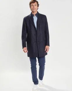 Clearance Hackett London Manteau 100% Laine Membrane amovible imprimé Prince de Galles bleu