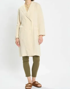 Femme Marc O'Polo Manteau 100% Lin double boutonnage beige