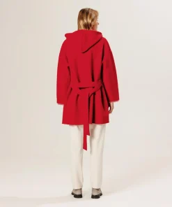 Femme Rodier Manteau Beata 100% laine à capuche rouge
