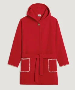 Femme Rodier Manteau Beata 100% laine à capuche rouge