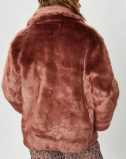 Clearance Manoush Manteau court en Fausse Fourrure Bijou choco