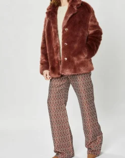 Clearance Manoush Manteau court en Fausse Fourrure Bijou choco