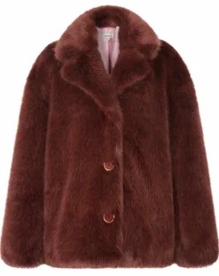 Clearance Manoush Manteau court en Fausse Fourrure Bijou choco
