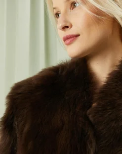 Femme MaxMara Manteau court réversible en Cuir & Fourrure Aggravi marron