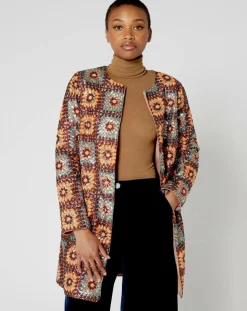 New Manoush Manteau Crochet Paillette sequins chocolat