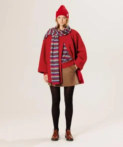 Clearance Rodier Manteau Dolorès 100% laine evasé rouge
