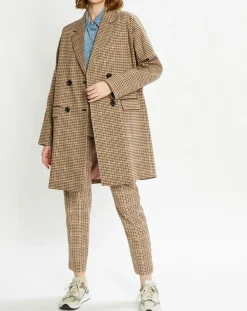 Femme Scotch & Soda Manteau droit double boutonnage à carreaux beige/marron