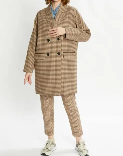 Femme Scotch & Soda Manteau droit double boutonnage à carreaux beige/marron