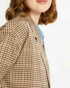 Femme Scotch & Soda Manteau droit double boutonnage à carreaux beige/marron
