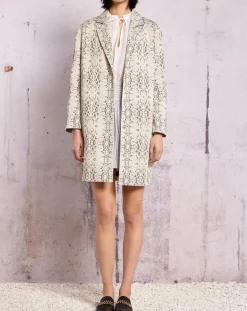 Femme Swildens Manteau droit Qadrio python blanc