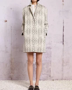 Femme Swildens Manteau droit Qadrio python blanc