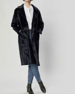 New Lou Andrea Manteau en Fausse Fourrure Eliza marine