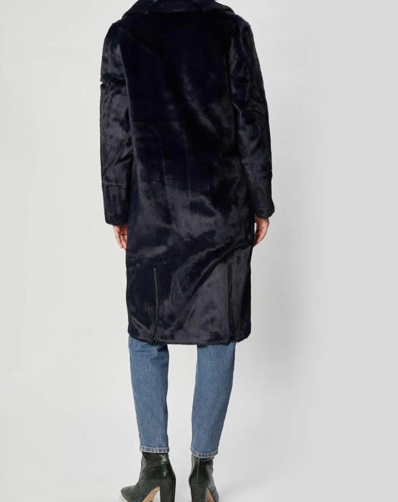 New Lou Andrea Manteau en Fausse Fourrure Eliza marine