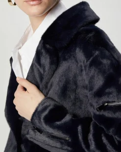 New Lou Andrea Manteau en Fausse Fourrure Eliza marine