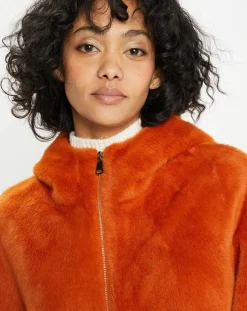 Online Lou Andrea Manteau en Fausse Fourrure Avi rouille