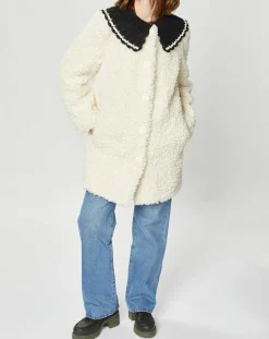 Sale Manoush Manteau en Fausse Fourrure Nounours col amovible écru