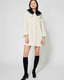 Sale Manoush Manteau en Fausse Fourrure Nounours col amovible écru