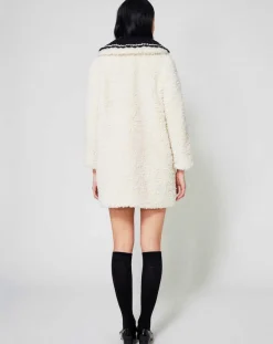 Sale Manoush Manteau en Fausse Fourrure Nounours col amovible écru