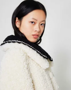 Sale Manoush Manteau en Fausse Fourrure Nounours col amovible écru