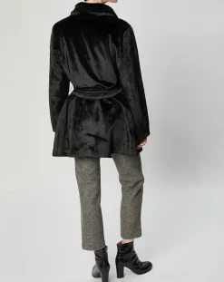 Femme Lou Andrea Manteau en Fausse Fourrure Marika noir