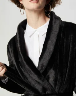 Femme Lou Andrea Manteau en Fausse Fourrure Marika noir