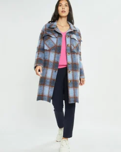 New Lauren Vidal Manteau en Laine mélangée Biba ciel
