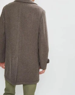 Homme Hackett London Manteau en Laine mélangée Chevron beige foncé