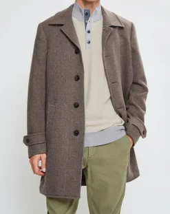 Homme Hackett London Manteau en Laine mélangée Chevron beige foncé