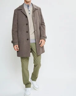 Homme Hackett London Manteau en Laine mélangée Chevron beige foncé
