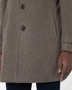 Homme Hackett London Manteau en Laine mélangée Chevron beige foncé