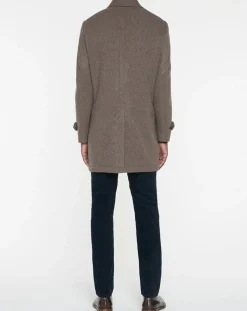 Homme Hackett London Manteau en Laine mélangée Chevron beige foncé