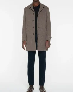 Homme Hackett London Manteau en Laine mélangée Chevron beige foncé