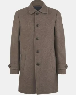 Homme Hackett London Manteau en Laine mélangée Chevron beige foncé