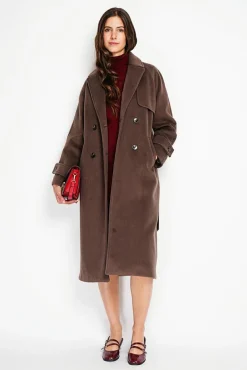 Femme Assuili Manteau en Laine mélangée marron