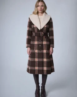 Femme Manoush Manteau en Laine mélangée Pilou Tartan unique