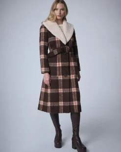 Femme Manoush Manteau en Laine mélangée Pilou Tartan unique