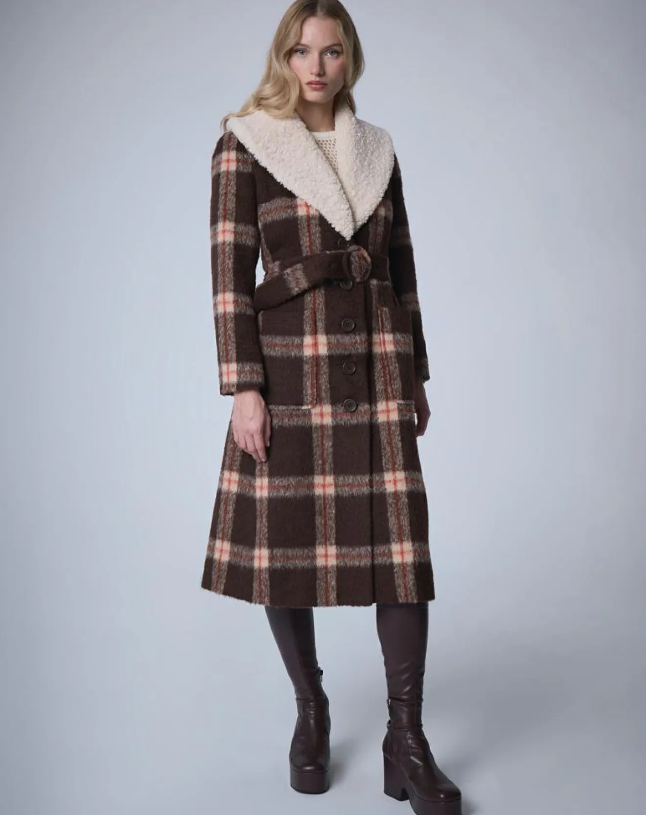 Femme Manoush Manteau en Laine mélangée Pilou Tartan unique