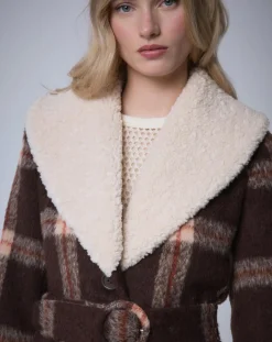 Femme Manoush Manteau en Laine mélangée Pilou Tartan unique