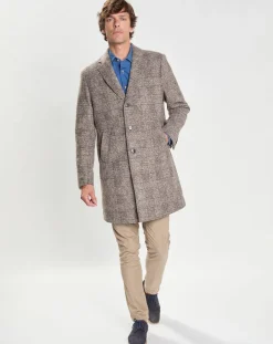 Homme Hackett London Manteau en Laine mélangée Prince de Galles gris clair