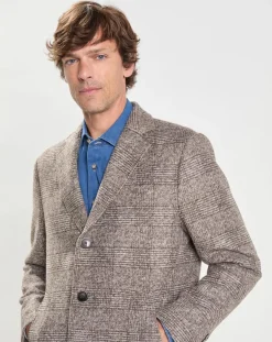 Homme Hackett London Manteau en Laine mélangée Prince de Galles gris clair