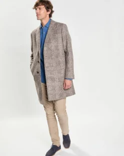 Homme Hackett London Manteau en Laine mélangée Prince de Galles gris clair