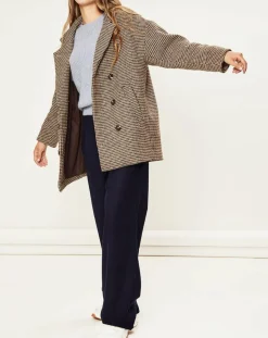 Femme La Petite Etoile Manteau en Laine mélangée Sophies pied-de-poule marron