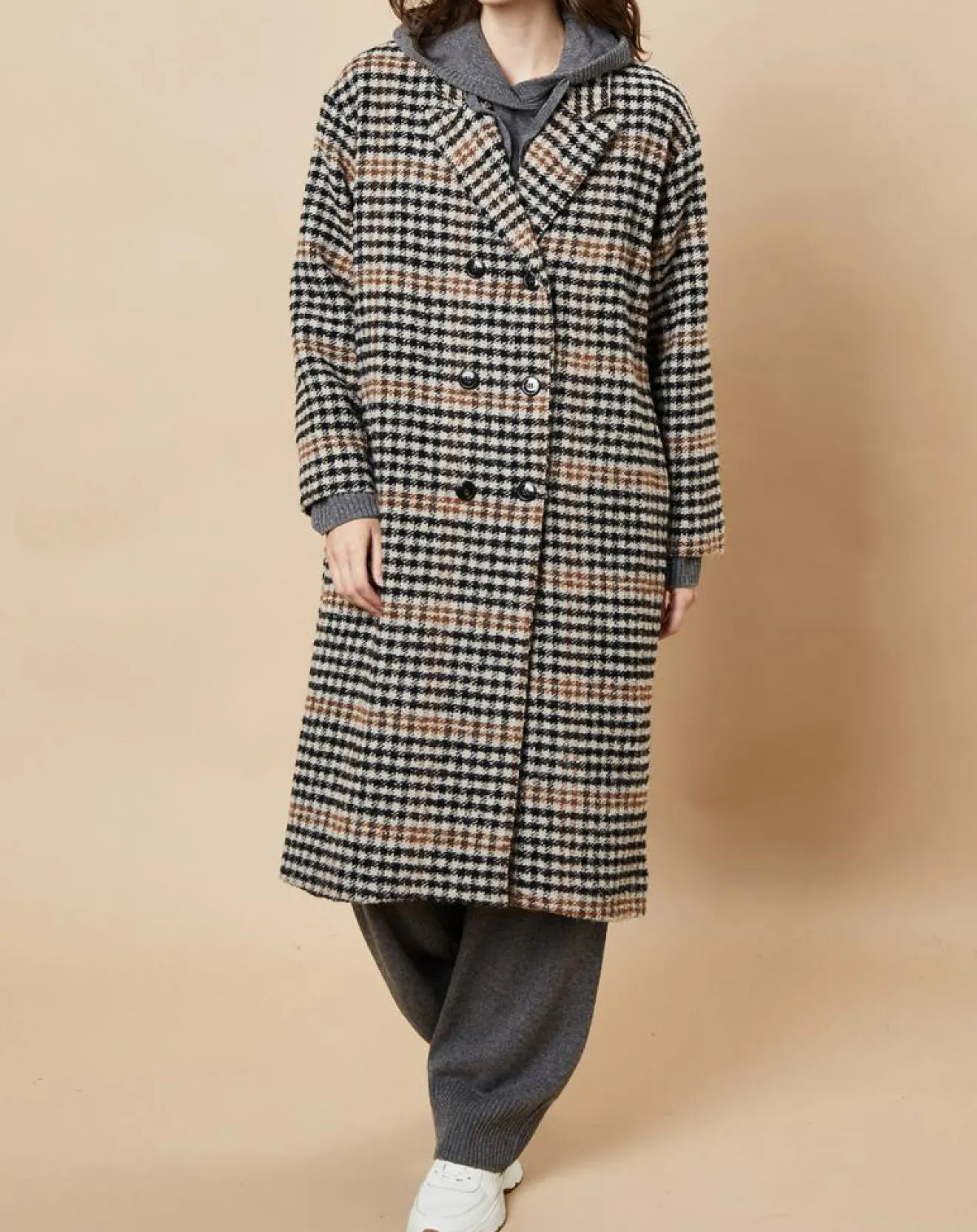 Discount Harris Wilson Manteau en Laine mélangée Syndelle imprimé pied-de-poule camel/noir/beige