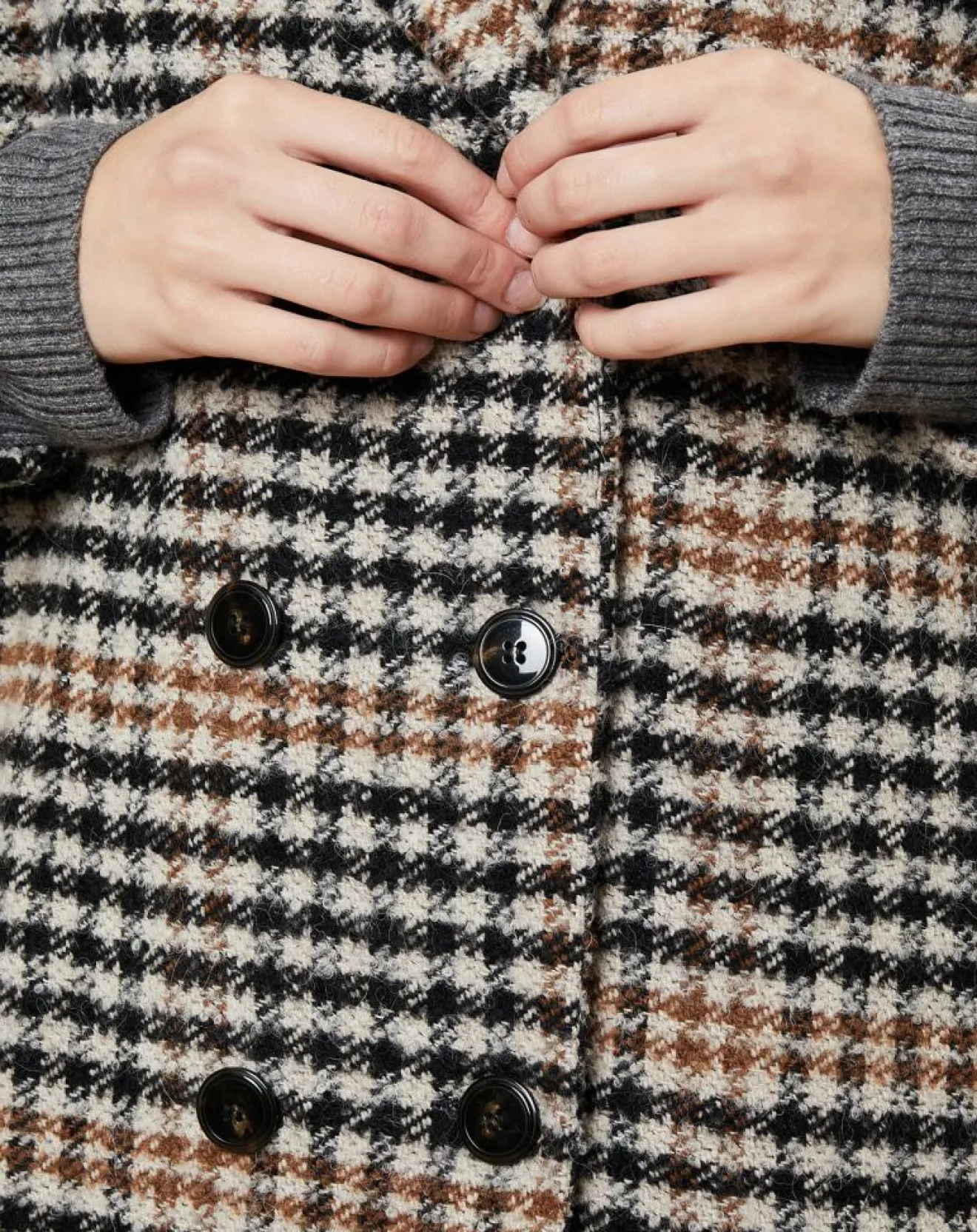 Discount Harris Wilson Manteau en Laine mélangée Syndelle imprimé pied-de-poule camel/noir/beige