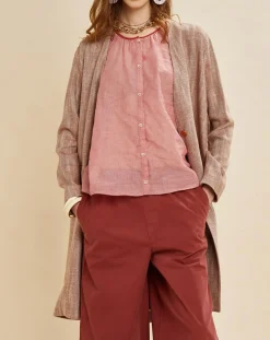 Discount Chloé Stora Manteau en Lin mélangé Martini terre/écru