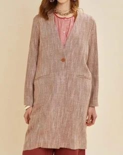 Discount Chloé Stora Manteau en Lin mélangé Martini terre/écru