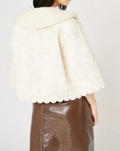 Sale Manoush Manteau fourré Médiéval Patchwork brodé écru