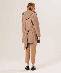 Discount Rodier Manteau Lucrezia 100% laine à capuche beige ficelle